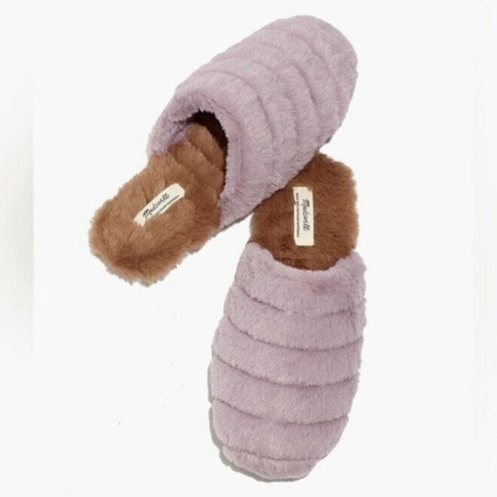 Madewell Quilted‎ Scuff Faux Fur Slippers Size 6